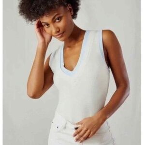 NWOT Free People Intimately Cozy Womens Tank Bodysuit in Ivory Size XS Oversized